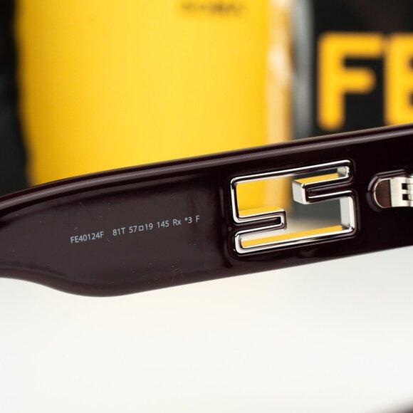 Fendi Men Sunglasses FE40124F BAGUETTE 81T Brown Gradient Bordeaux Square NEW - Picture 6 of 8